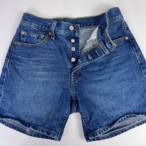 Levi's 501 Button Fly Jeans Shorts Women's 28x5.5 Clean Hem Long Mid Rise